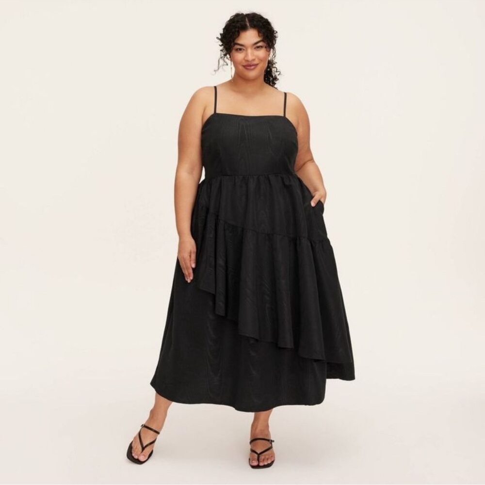 New KATE SPADE X Target Limited Edition XXL Black Tiered Ruffle Midi Tank Dress